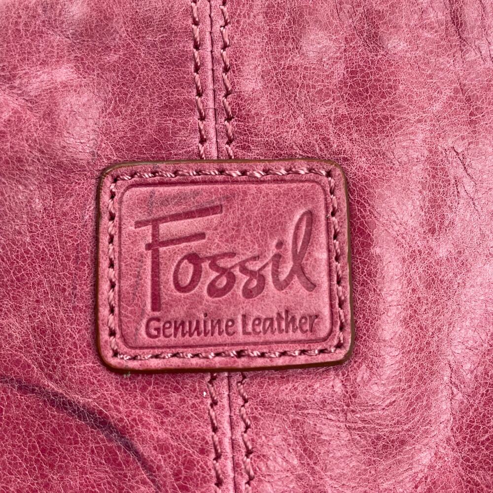 Vintage Fossil Genuine Leather Crossbody Mini Bag Purse Pink Flap Retro Preppy - Picture 13 of 16